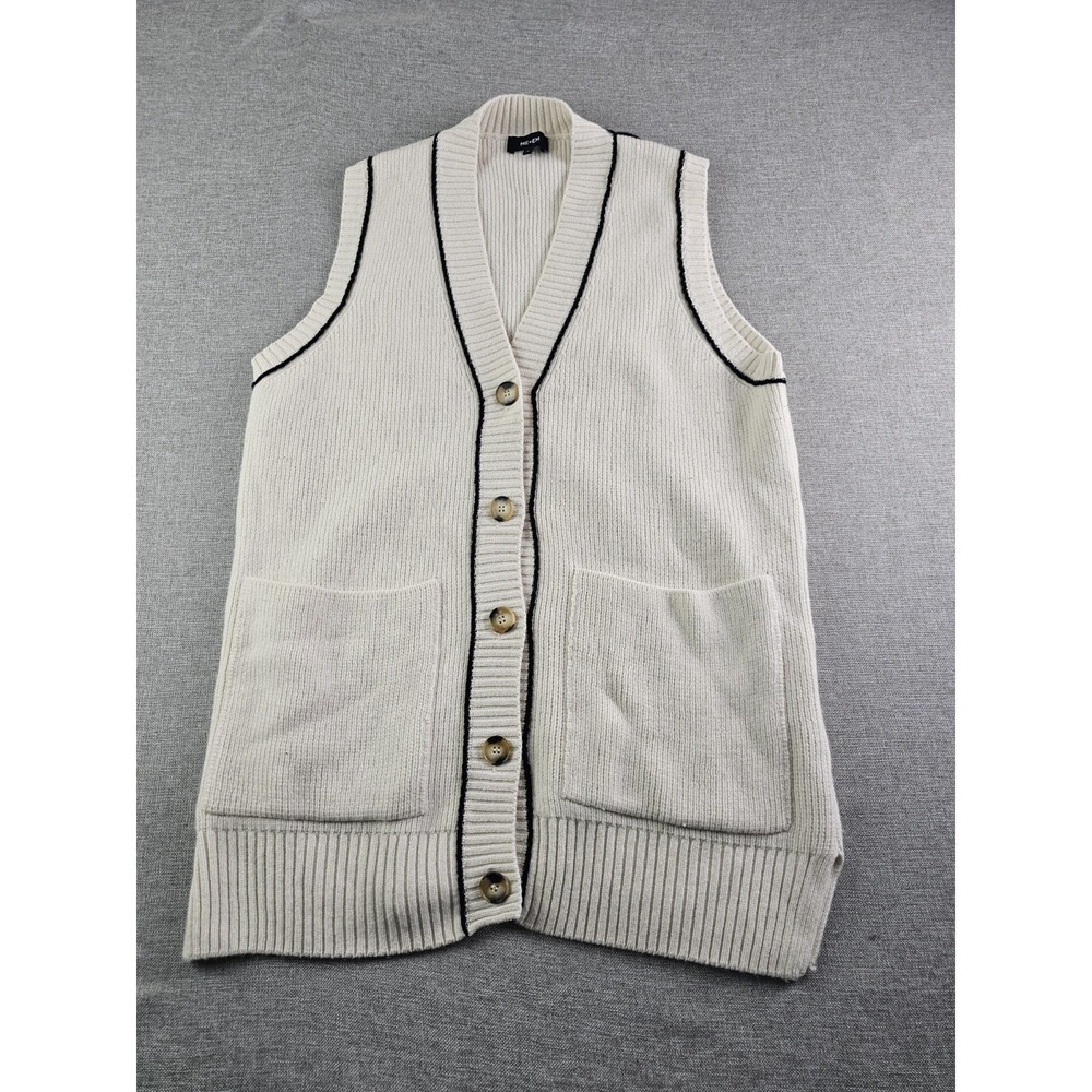 Me+Em Sweater Vest Womens Medium Wool Cashmere Knit Button Front Cardigan Italy